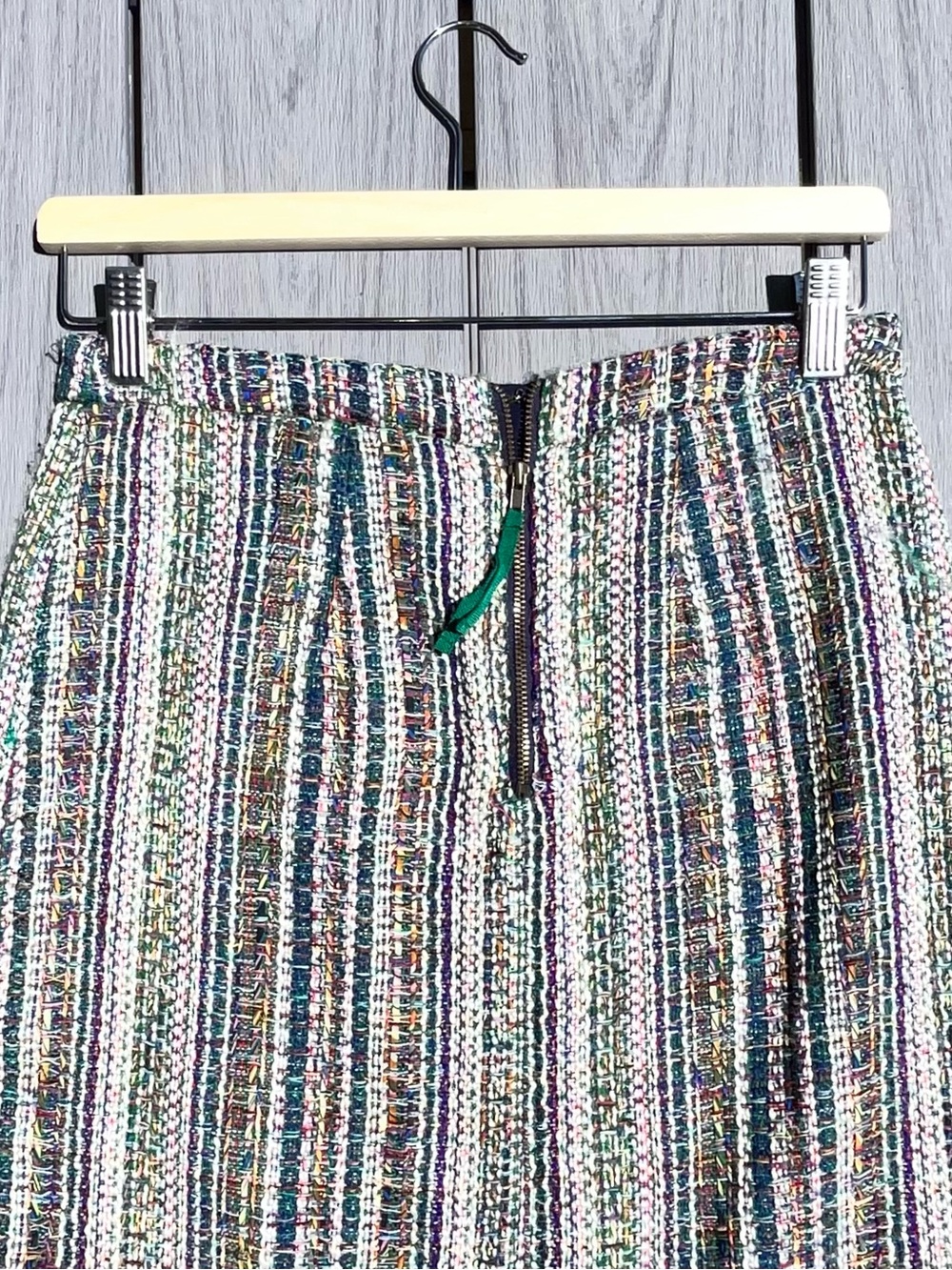 Textured Multicolor Tweed Skirt by Anthropologie with Navy Trim